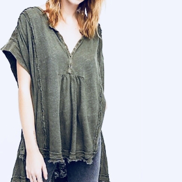 Free People - Aster High Low Oversized Henley top, size M - Picture 2 of 6